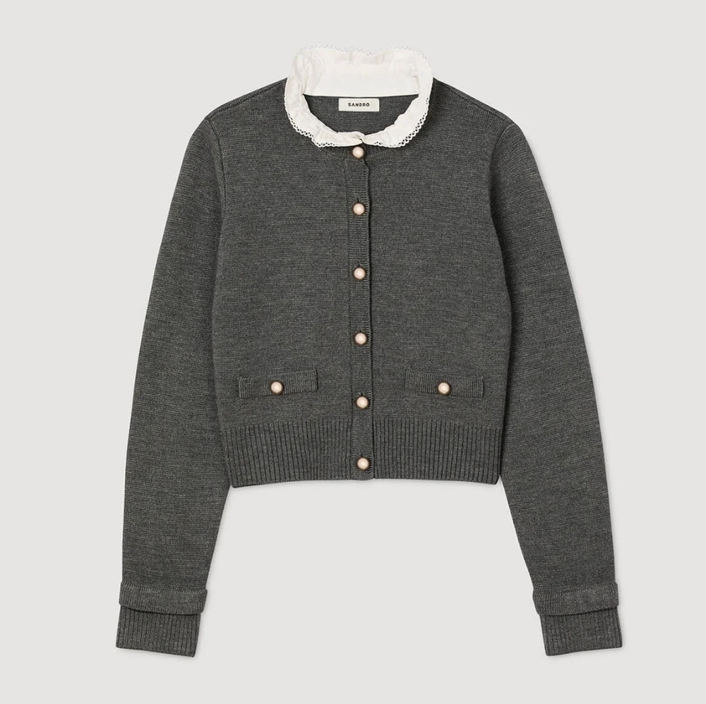 Sandro Cardigan with detachable ruffle collar - Picture 6 of 13